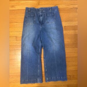 Sz 32 Anthropologie Pilcro Skipper Blue Wide Leg Jeans